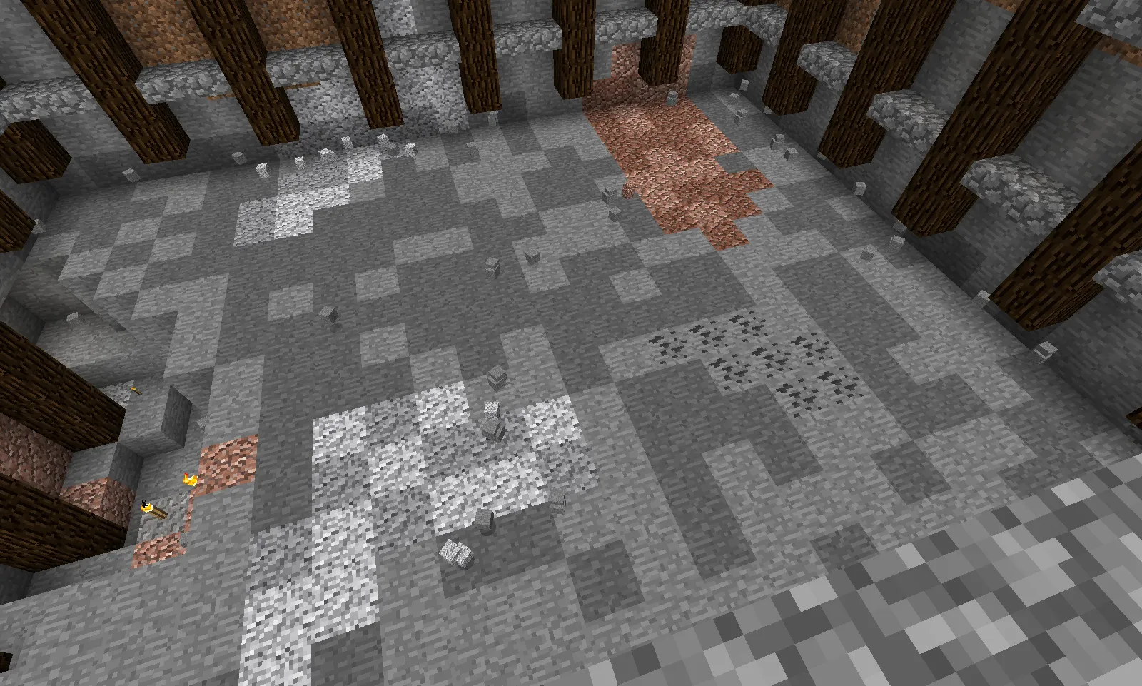 The quarry, with hard stone crumbling into normal stone